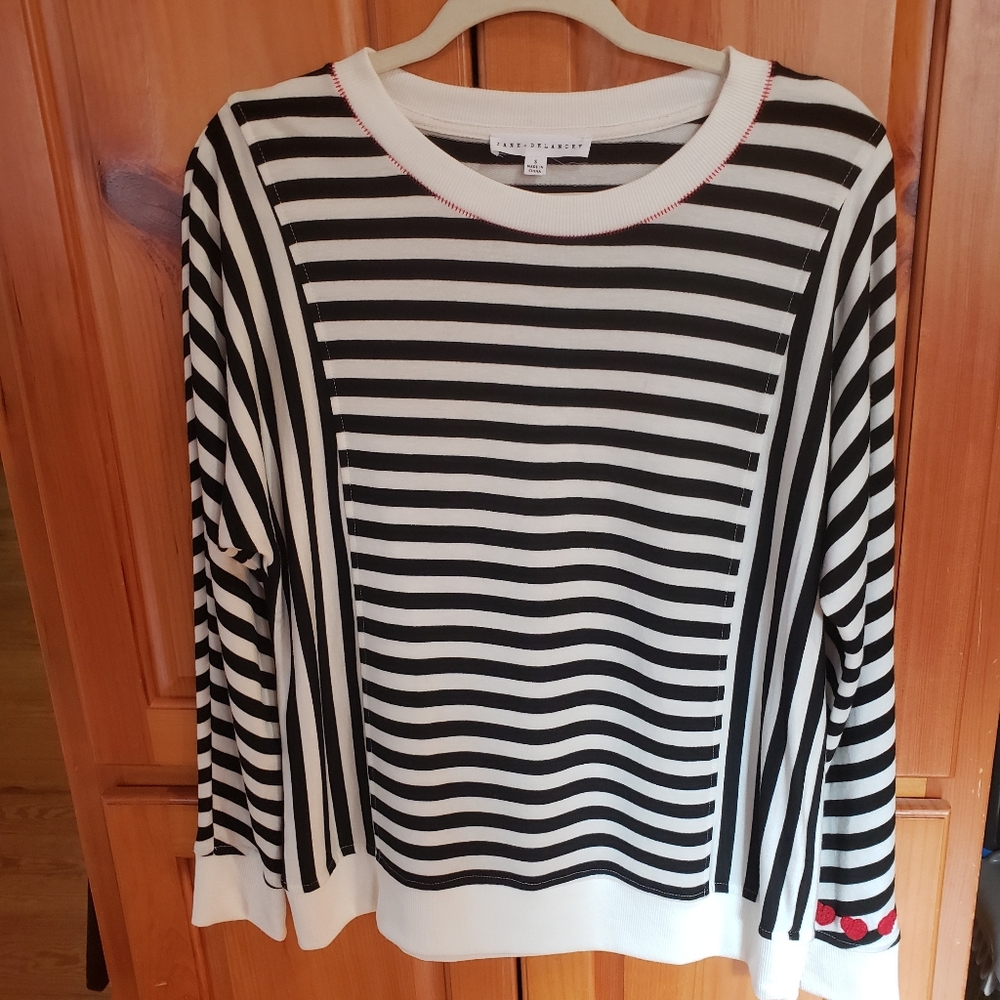 Black and White Striped Women's Top